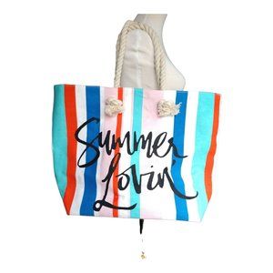 Summer Lovin Canvas Beach Tote with Rope Handles / Large Bag